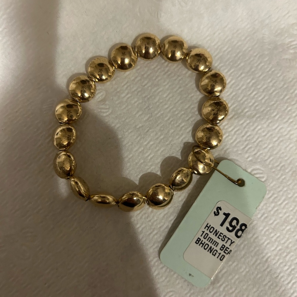 E.newton honesty gold 10mm beaded bracelet NWT